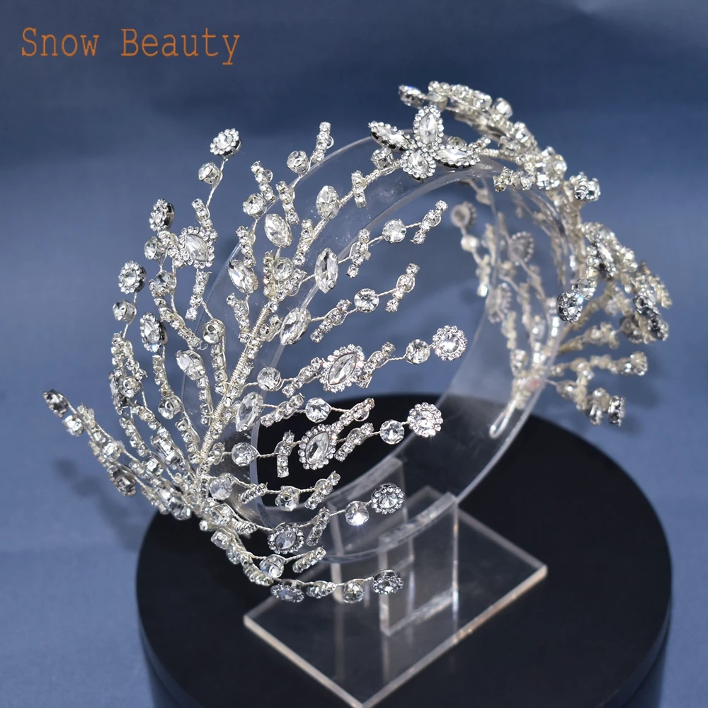 

DZ014 Wedding Headwear Party Accessories Flower Headpiece Luxury Crystal Bridal Hairband Rhinestone Headband Baroque Headdress