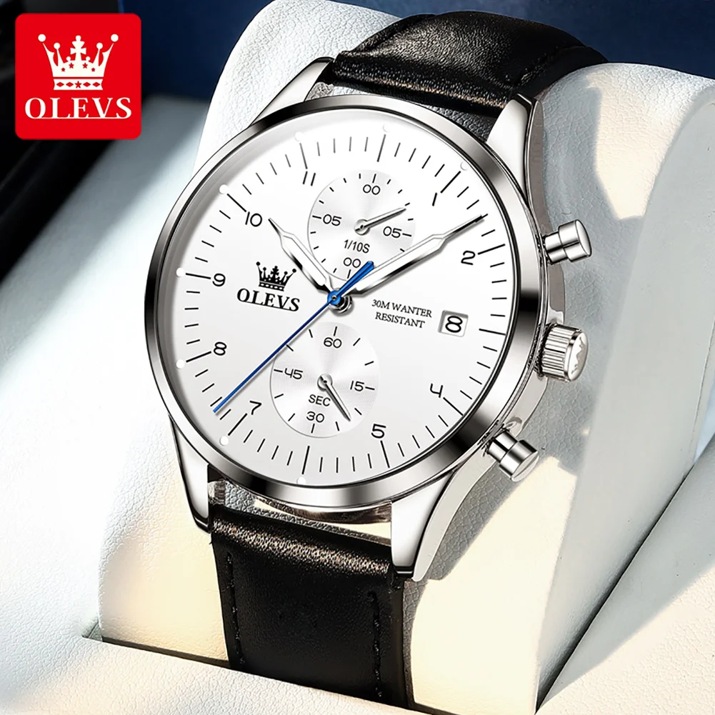 

OLEVS Men Watches Waterproof Luminous Top Brand Luxury Leather Casual Sports Quartz Wristwatch Military Watch For Men Relogio