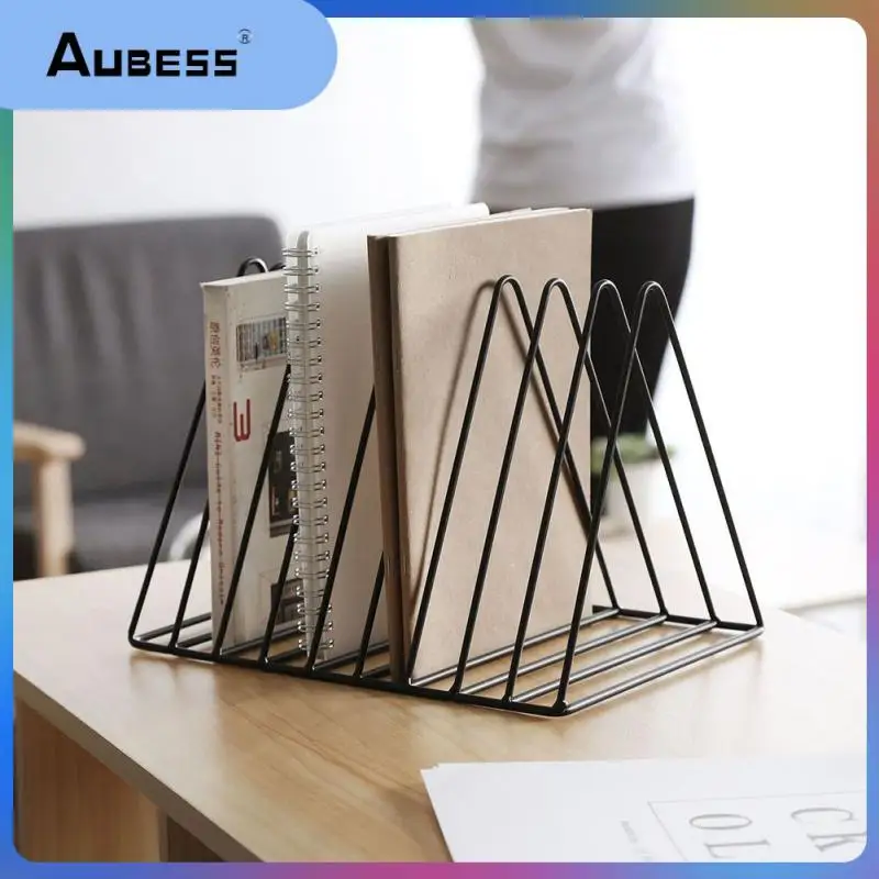 

Metal Record Rack Triangle Book Magzine Holder Desk Record Storage Organizer Home Office Desk Organizer Decor