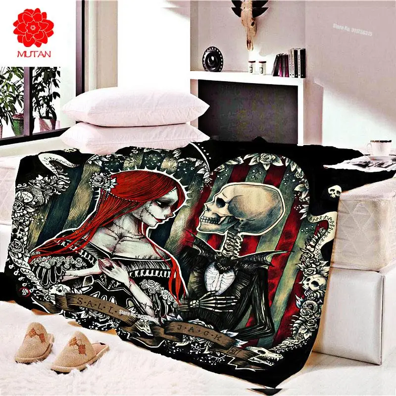 

Одеяло 3D для сна «сделай сам», супермягкое уютное бархатное плюшевое покрывало для сна, s-образные кровати, с цветочным принтом черепа, Совре...