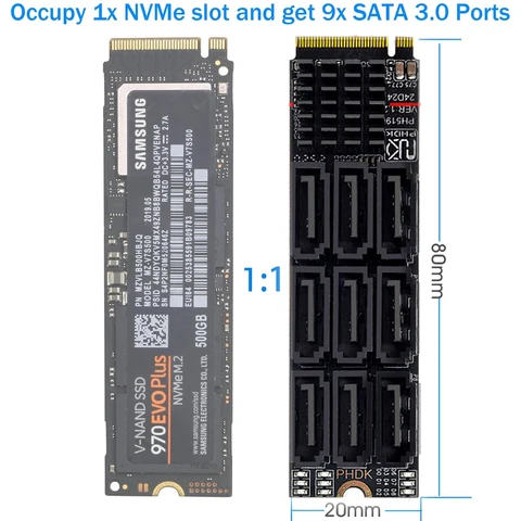 IRhasta адаптер M.2 NVME на 9 портов SATA3.0