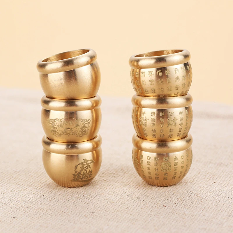 Feng Shui Lucky Fortune Wealth Brass Cornucopia Baifu Rice Cylinder Desktop Ashtray Study Small Ornament Gift Home Decoration