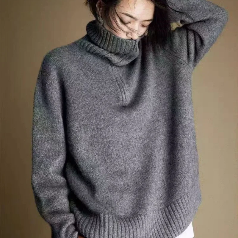 Французский романтический женский свободный свитер с большими лацканами и