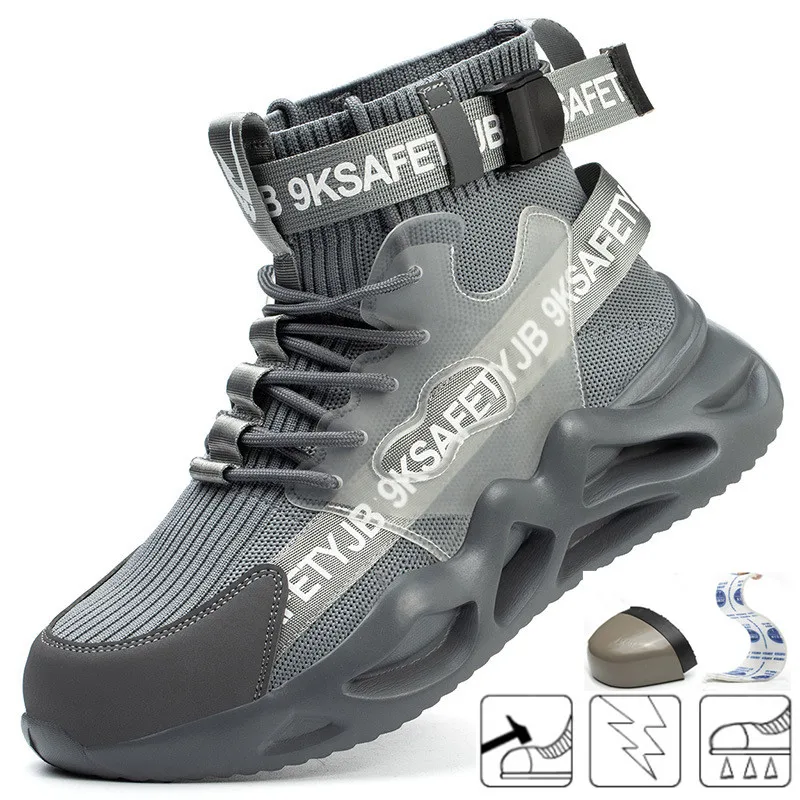 

Men's Steel Toe Safety Work Boots Outdoor Hiking Shoes Breathable Air Mesh Big Size Sneakers Anti-smashing Anti-punture Trainers