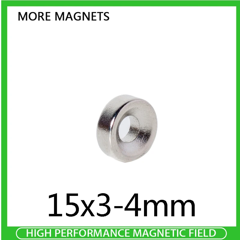 

5~150PCS 15X3-4 mm Powerful Magnets 15mm x 3 mm Hole 4mm Small Round Countersunk Magnets Neodymium Magnets 15*3-4mm