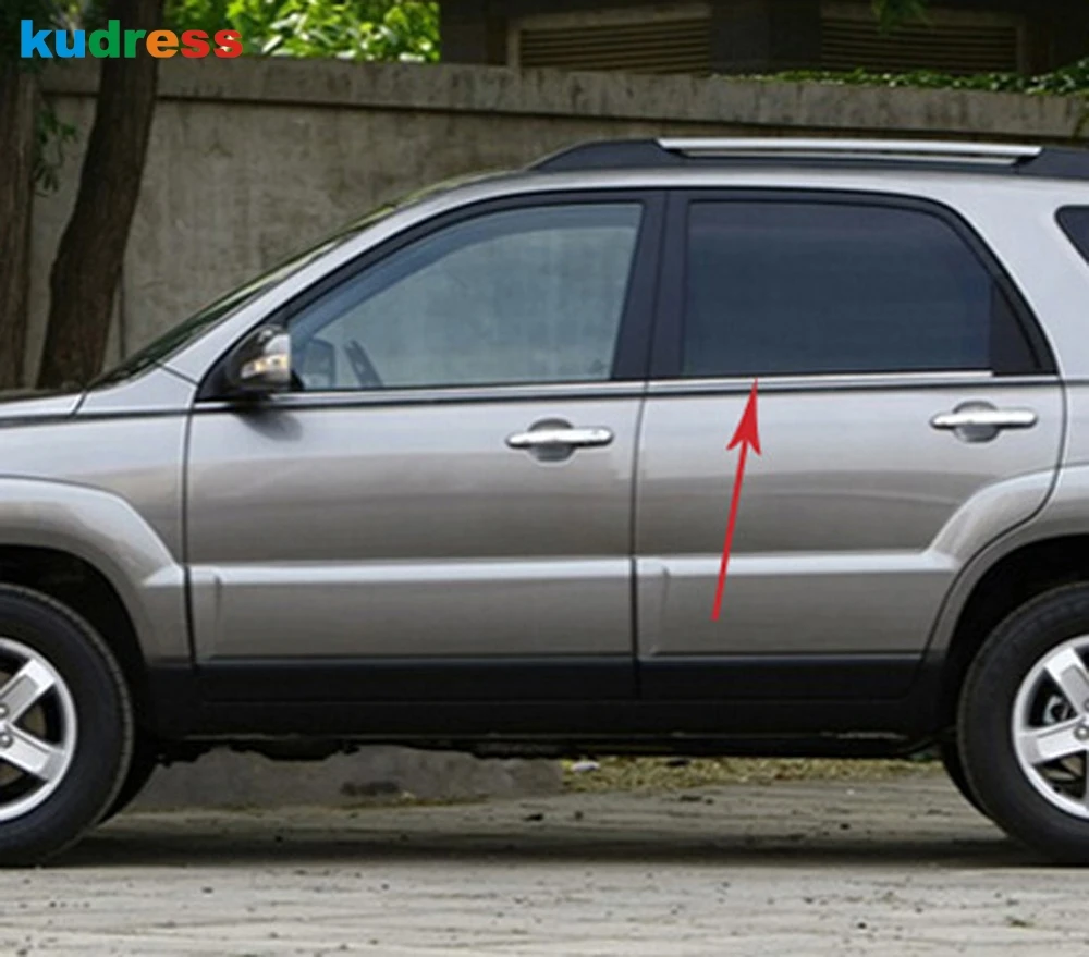 

Нижняя отделка оконного порога для Kia Sportage 2007 2008 2009, молдинговые декоративные полосы из нержавеющей стали, аксессуары для стайлинга автомоб...