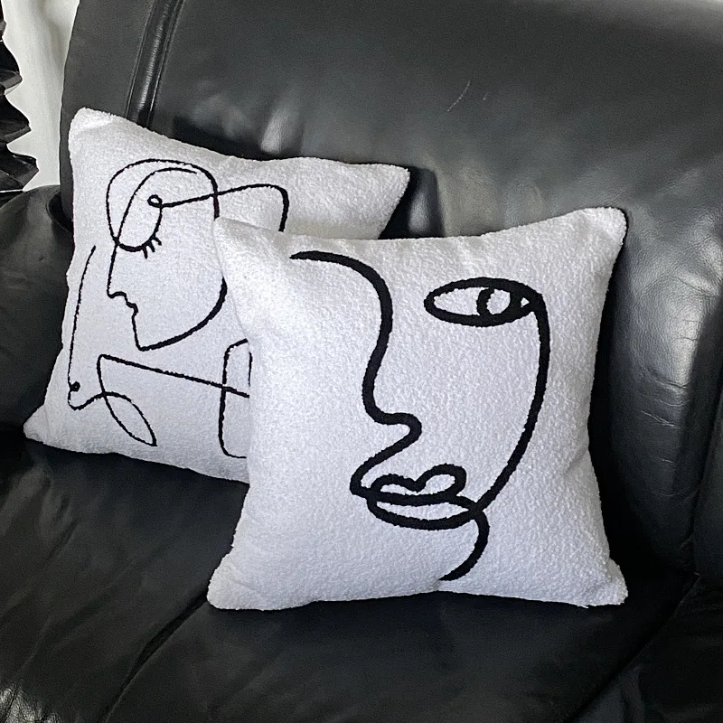 

White Luxury Pillow Case Teddy Velvet Abstract Loop Piles Cushion Cover Living Room Sofa Decoration Home Throw Pillows Cover