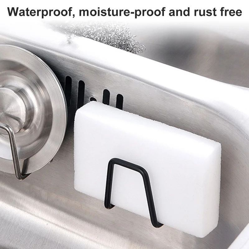 kitchen stainless steel sponges holder drain drying rack self adhesive sink shelf kitchen accessories storage organizer gadgets free global shipping