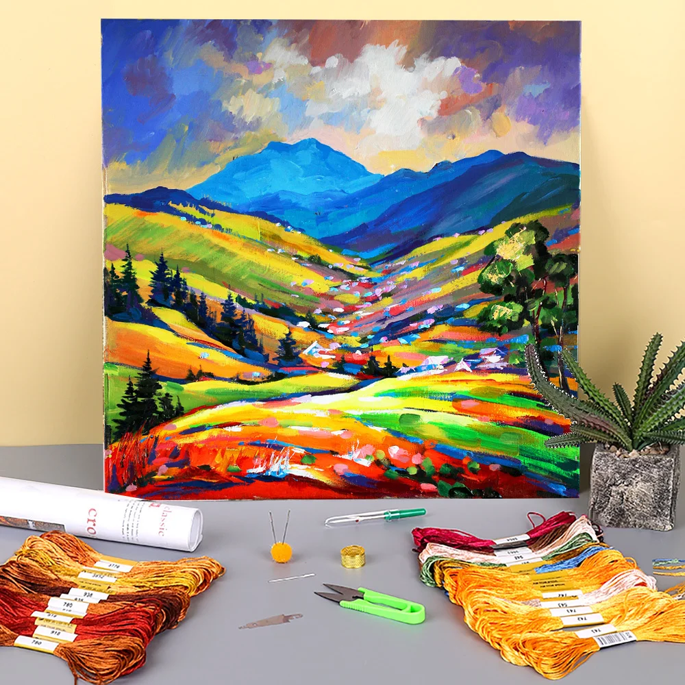 

Landscape Svoboda Village Pre-Printed 11CT Cross Stitch Complete Kit DIY Embroidery DMC Threads Sewing Handmade Hobby Decor