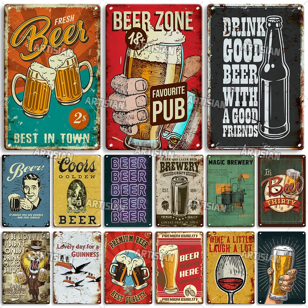 

Артизийский Ржавый металлический плакат, декоративный плакат для пива, домашний металлический жестяной знак, винтажный бар, стандартные ме...