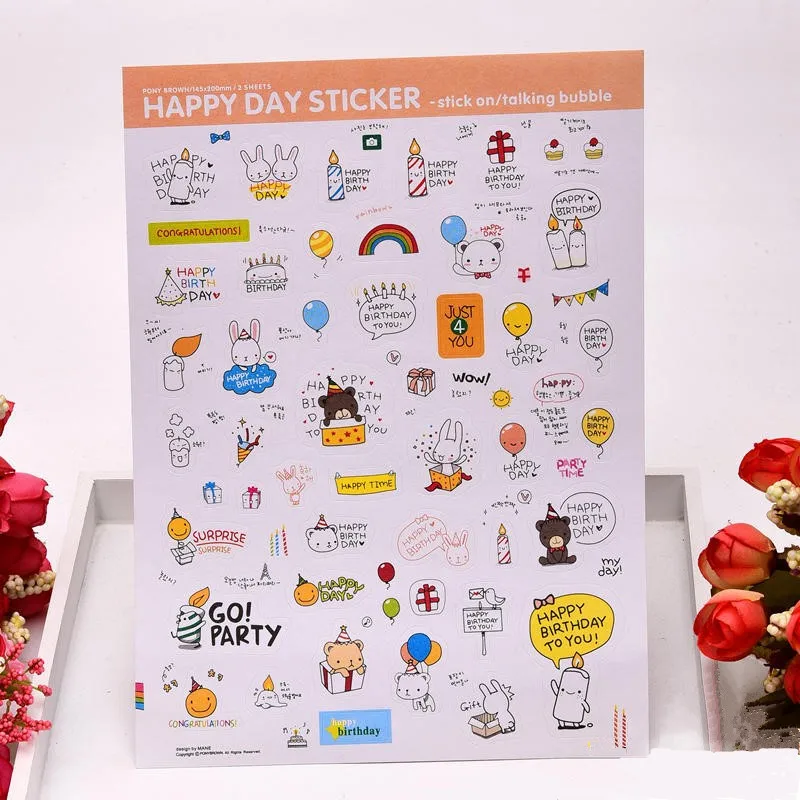 

2 шт./упаковка, многофункциональные бумажные наклейки в виде животных