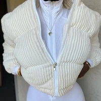 new winter crop bubble puffer jacket coats patent warm long sleeve outerwear zipper casual solid parkas women winter jacket coat