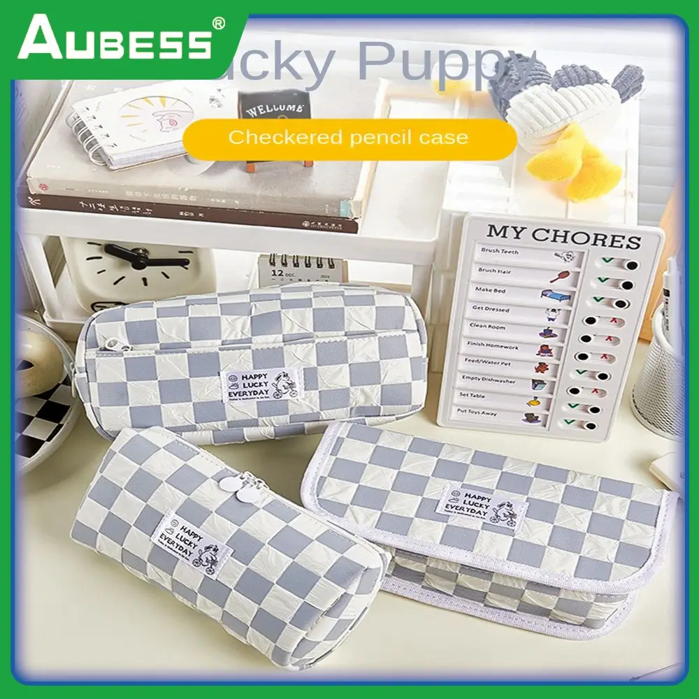 

Grid Storage Of Small Items Jk School Pencil Case More Convenient To Carry Checkered Storage Bag Pen Holder Fixing Design