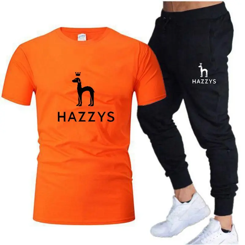 2022 г. комплект из мужской футболки HAZZYS летний спортивный костюм хлопковая