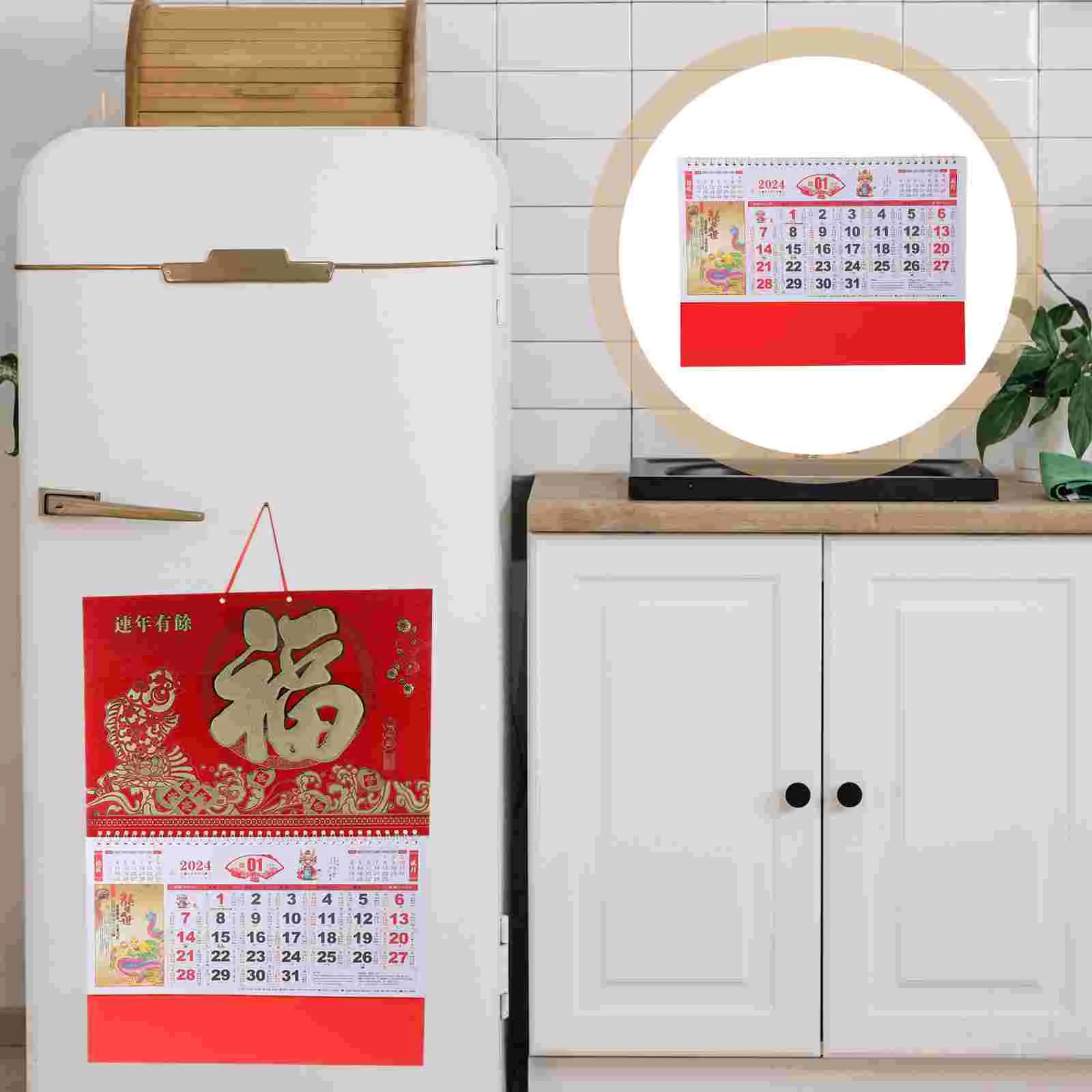 

Calendar Planner New Year Wall Chinese Style Lunar Hanging Decorative Paper Yearly