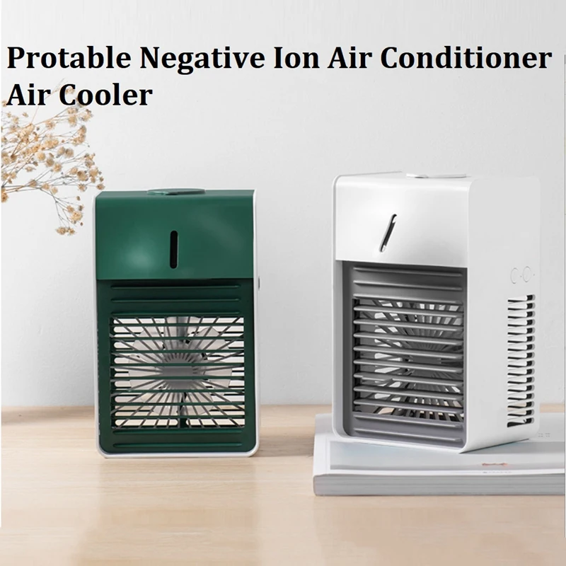 

2Pcs Portable Air Conditioner Mini Air Cooler Negative Ion Air Conditioning Fan 3 Gear Speed Air Cooling 2000Mah