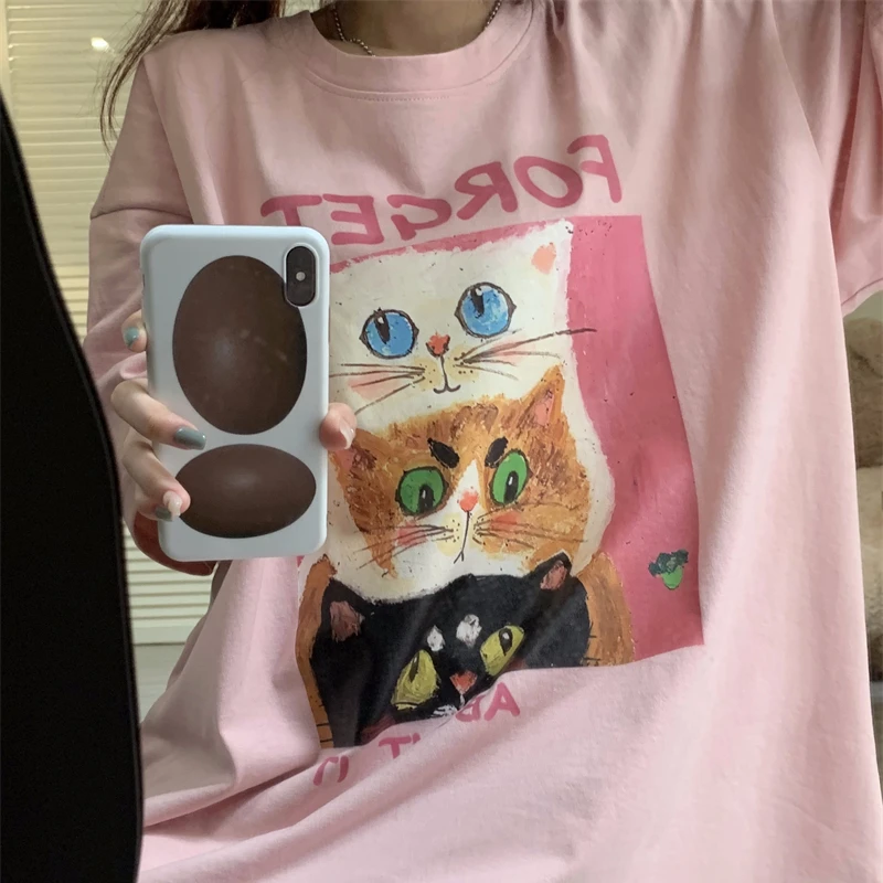 Футболка женская оверсайз с круглым вырезом и коротким рукавом