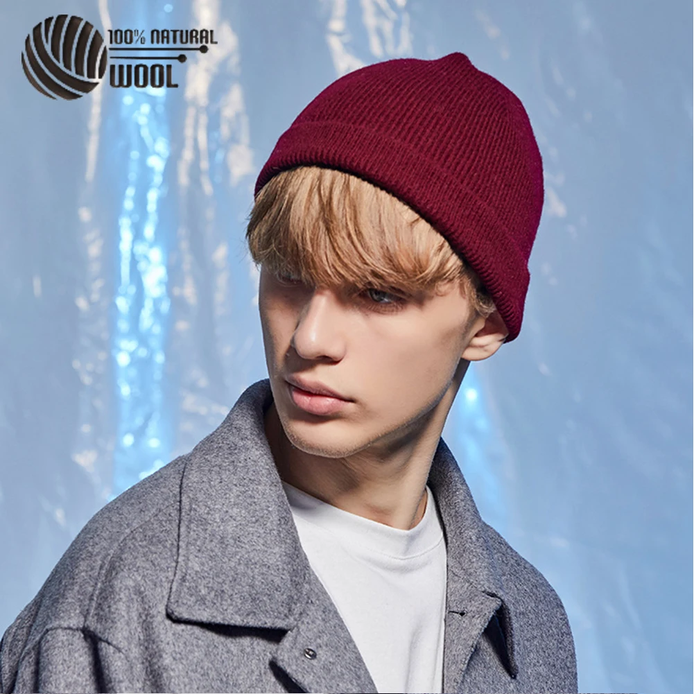 

100% Australian Wool Winter Unisex Beanie Hat Cashmere Skullies Hats For Women and Men Caps