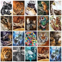 diy painting by numbers animals cat dog deer wolf lion owl picture paint on canvas drawing coloring home decor unique gift