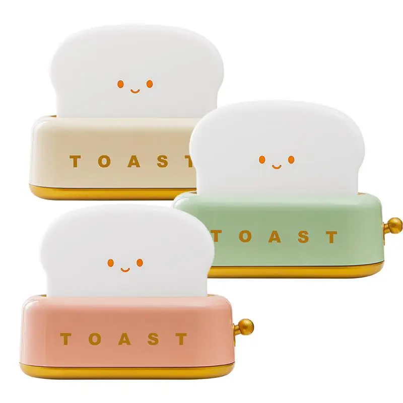 

Cute Night Light Toast Lamp Dimmable LED Toaster Night Lamp Rechargeable Rechargeable And Timer Setting Nursery Night Light