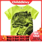 Футболки для мальчиков и девочек, детские футболки с принтом динозавров, летние футболки с коротким рукавом для мальчиков, хлопковые топы, одежда