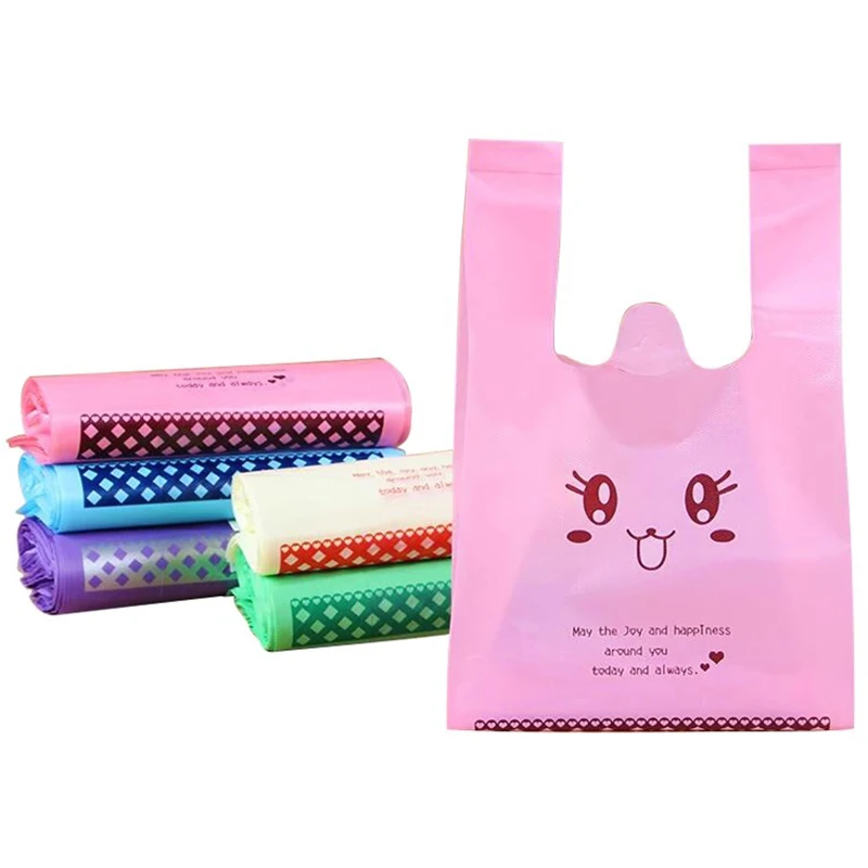 

50 Pcs of Portable Plastic Bags for Fruit Food Delivery Packaging Supermarket Shopping Packaging Bags Baking Packa Bag Thickened