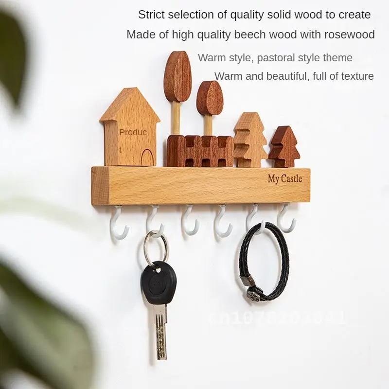 Скандинавский настенный крючок для ключей из цельного дерева креативный новый