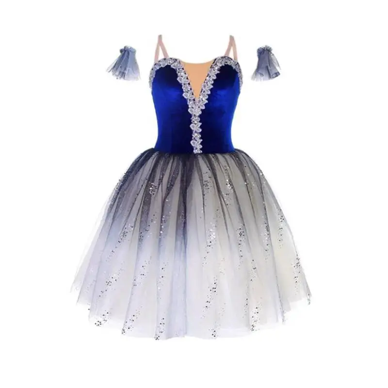 Голубая балетная юбка профессиональное длинное платье для девочек детская