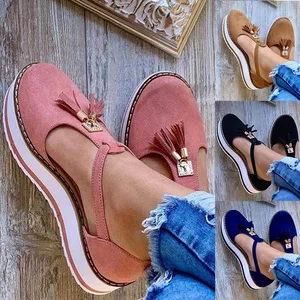 Women Sandals Summer Vulcanized Shoes Solid Color Thick Bottom Women's Sandals Fashion Tassel Casual