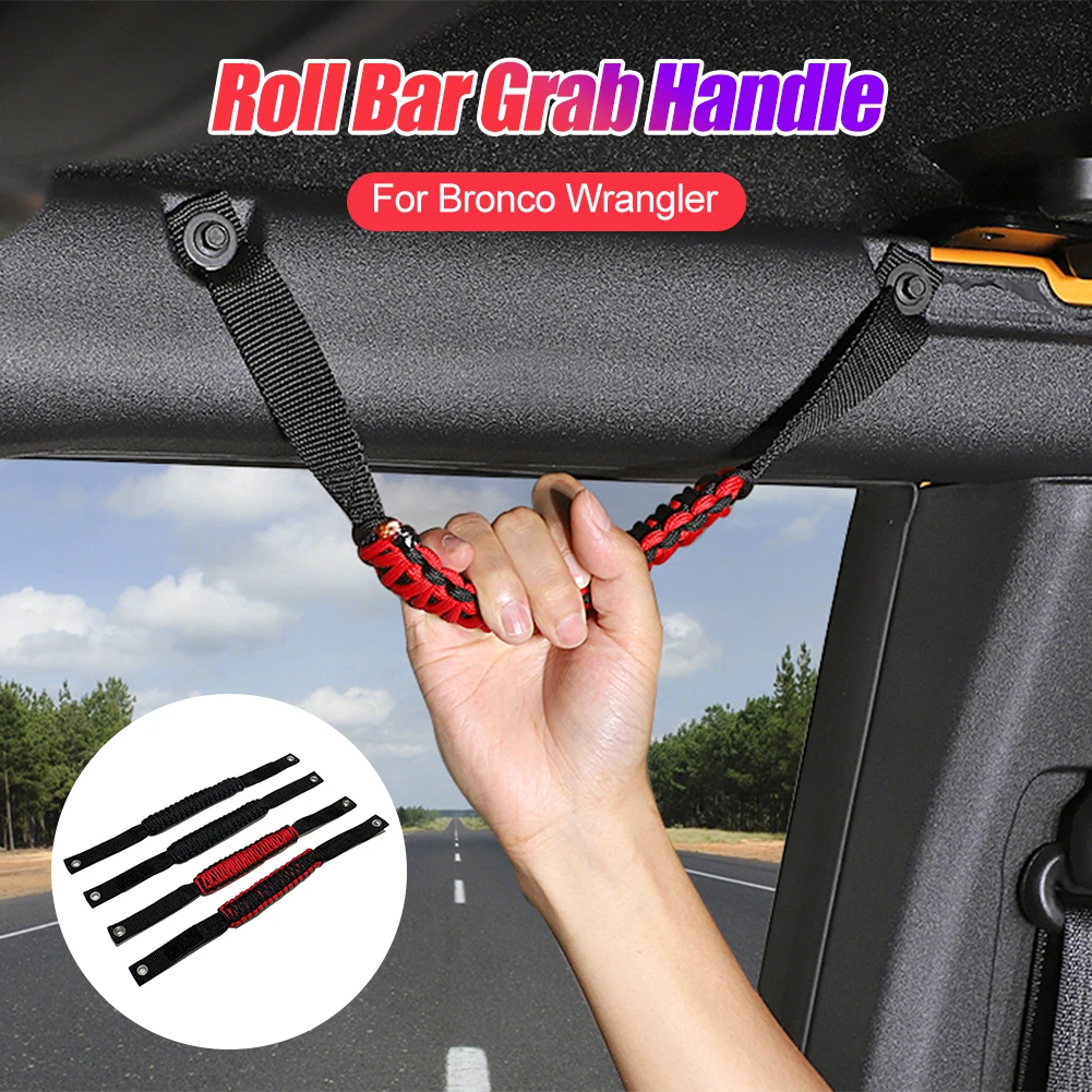 

Car Armrests For Ford Bronco 2021+ PVC Anti-Slip Rope Oxford Car Roof Top Grab Handles Accessories For Ford Bronco 2021 2022