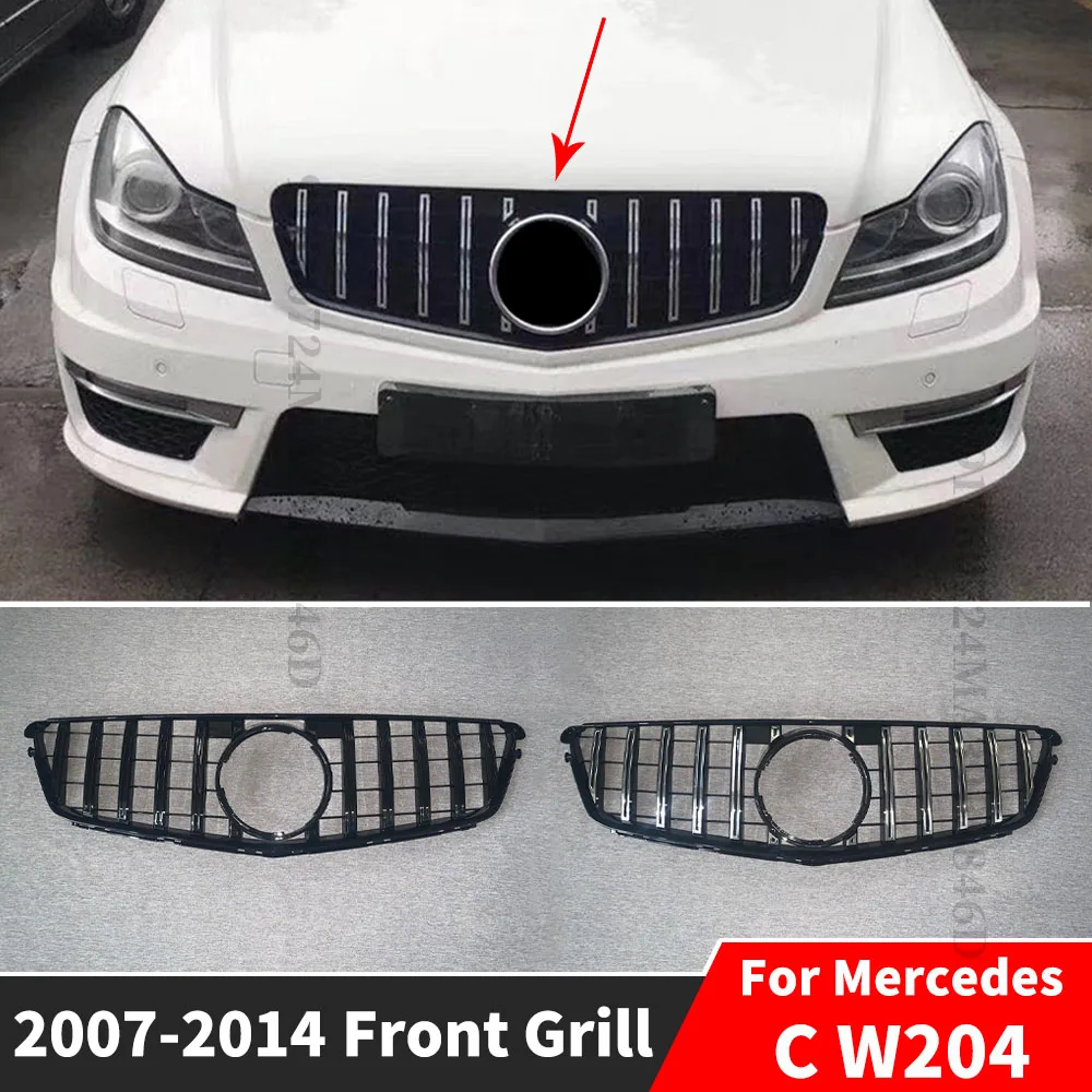 

Facelift GT Style Front Bumper Grille Racing Inlet Grill Body Kit For Mercedes Benz C W204 C43 2007-2014 Upper Tuning Hood Mesh