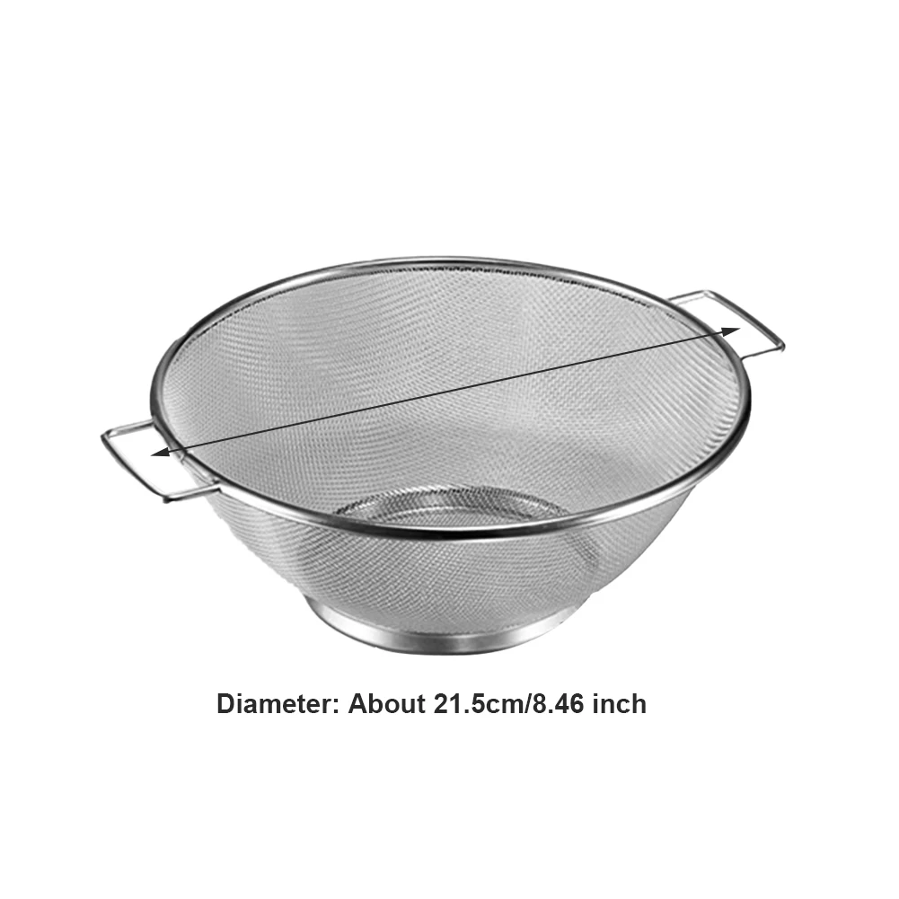 Rustproof Rice Non Slip Vegetables Home Professional Fruits With Handle Kitchen Strainer Fine Mesh Stainless Steel Colander images - 6