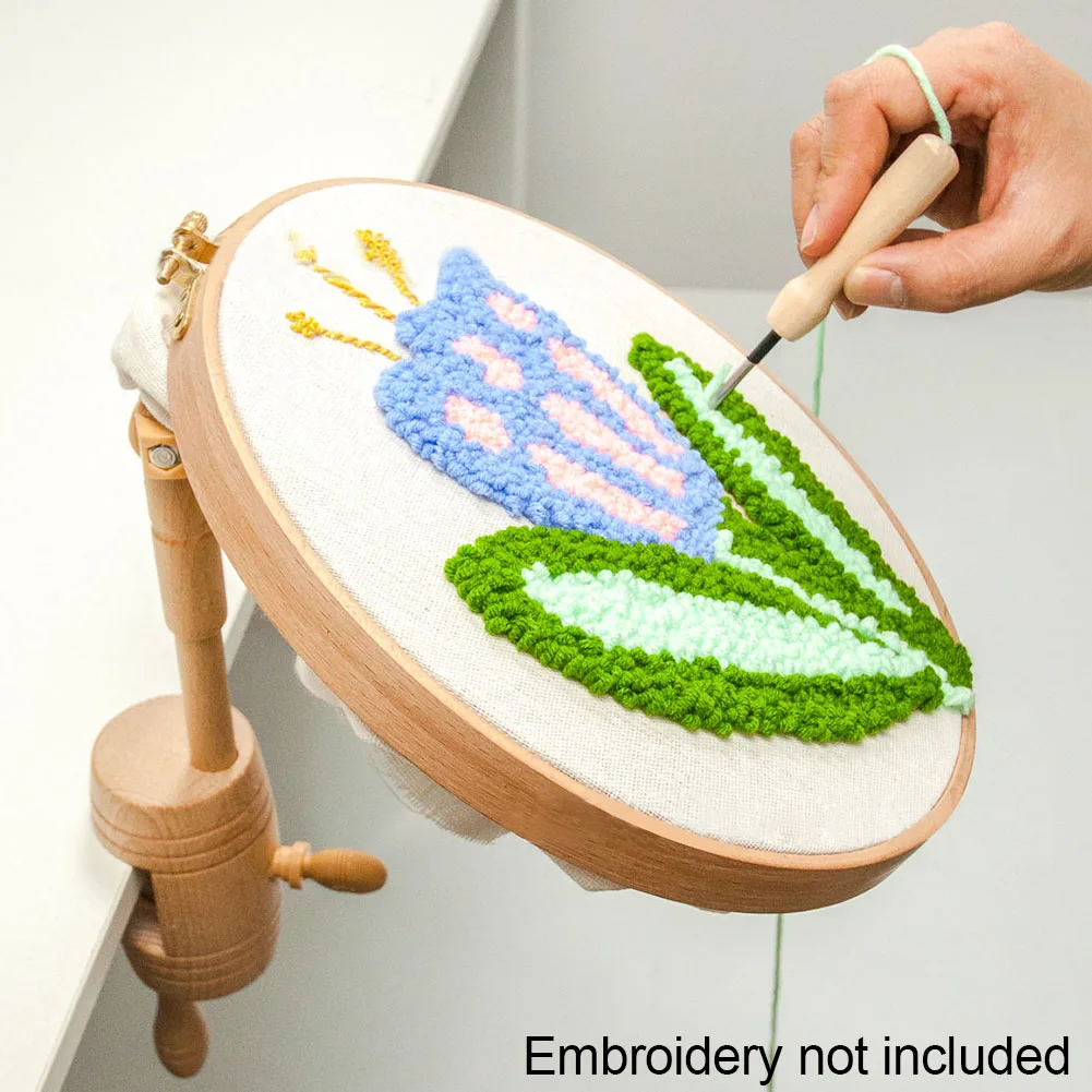 

Embroidery Frame Adjustable Height Wood Frame Easy Install Hoop Ring Gift 360° Rotation Home Clip Holder Embroidery Stand Set