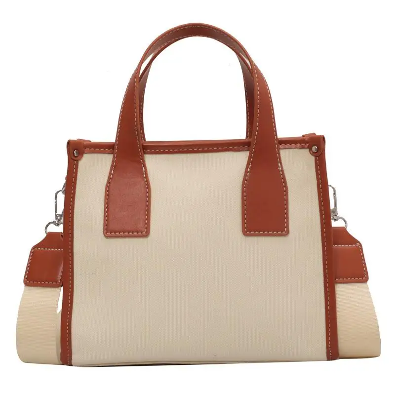 

Casual Canvas Small Tote Bag Designer Women Handbags Wide Strap Shoulder Crossbody Bags Simple Summer Beach Shopper Purses 2022