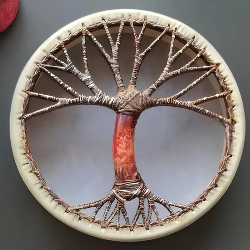 Продажа Барабан шамана 25 см, украшение «Древо жизни» ручной работы, барабан шамана, музыка в виде Сибирского духа с барабаном, барабан-Тик, украшение...