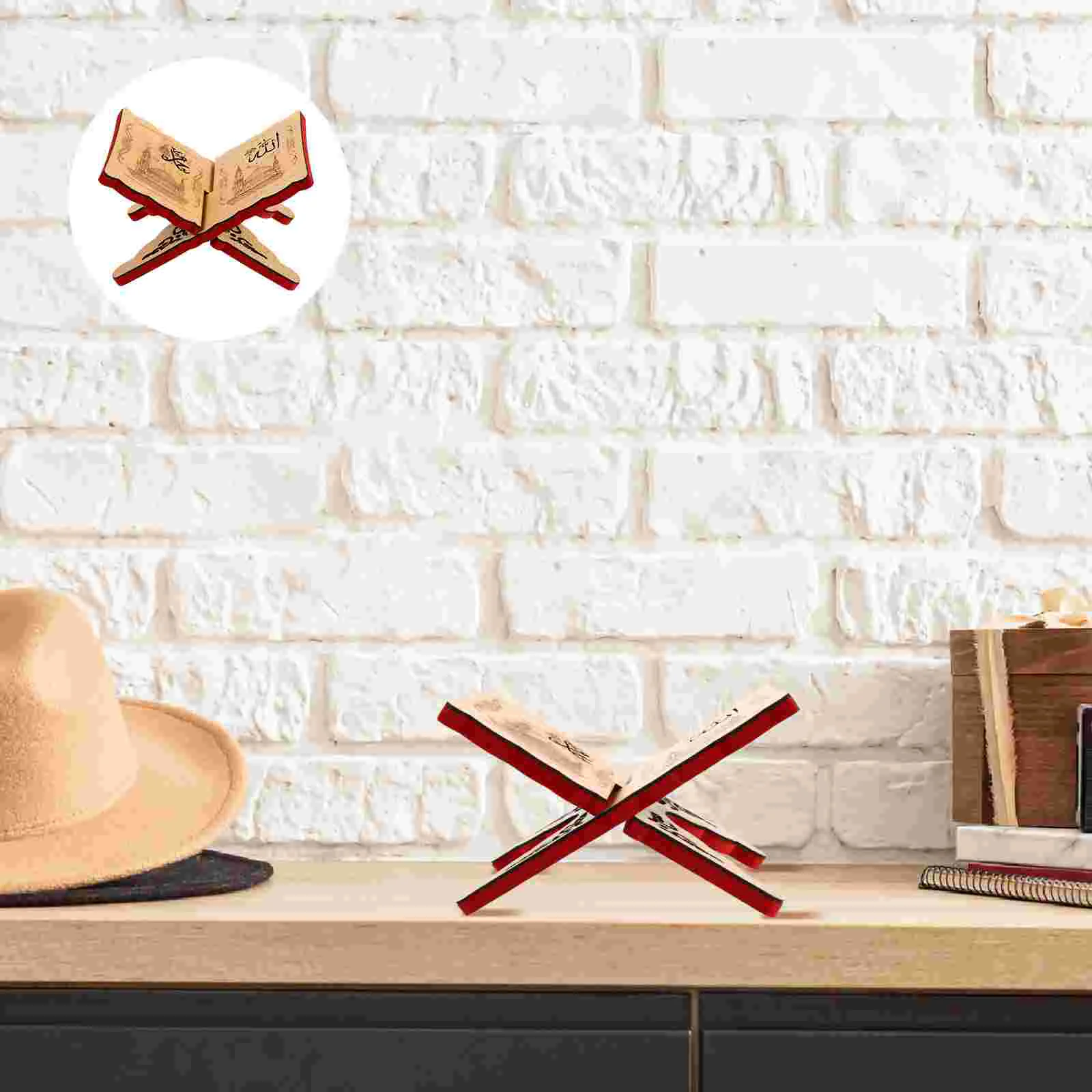 1Pc Desktop Eid Bible Bookcase Storage Shelf Wooden Desk Book Organizer | Figurines &amp Miniatures