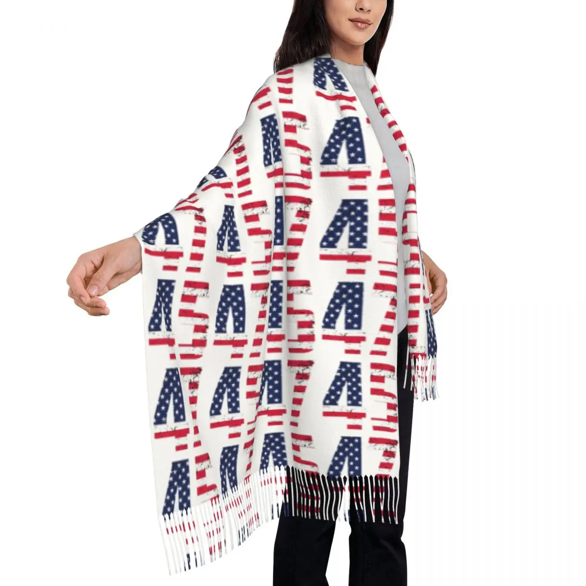 45 47 Trump 2024 - President American Flag 2 Scarf Tassel Scarves for Women Shawls and Wraps Winter Shawl Wrap