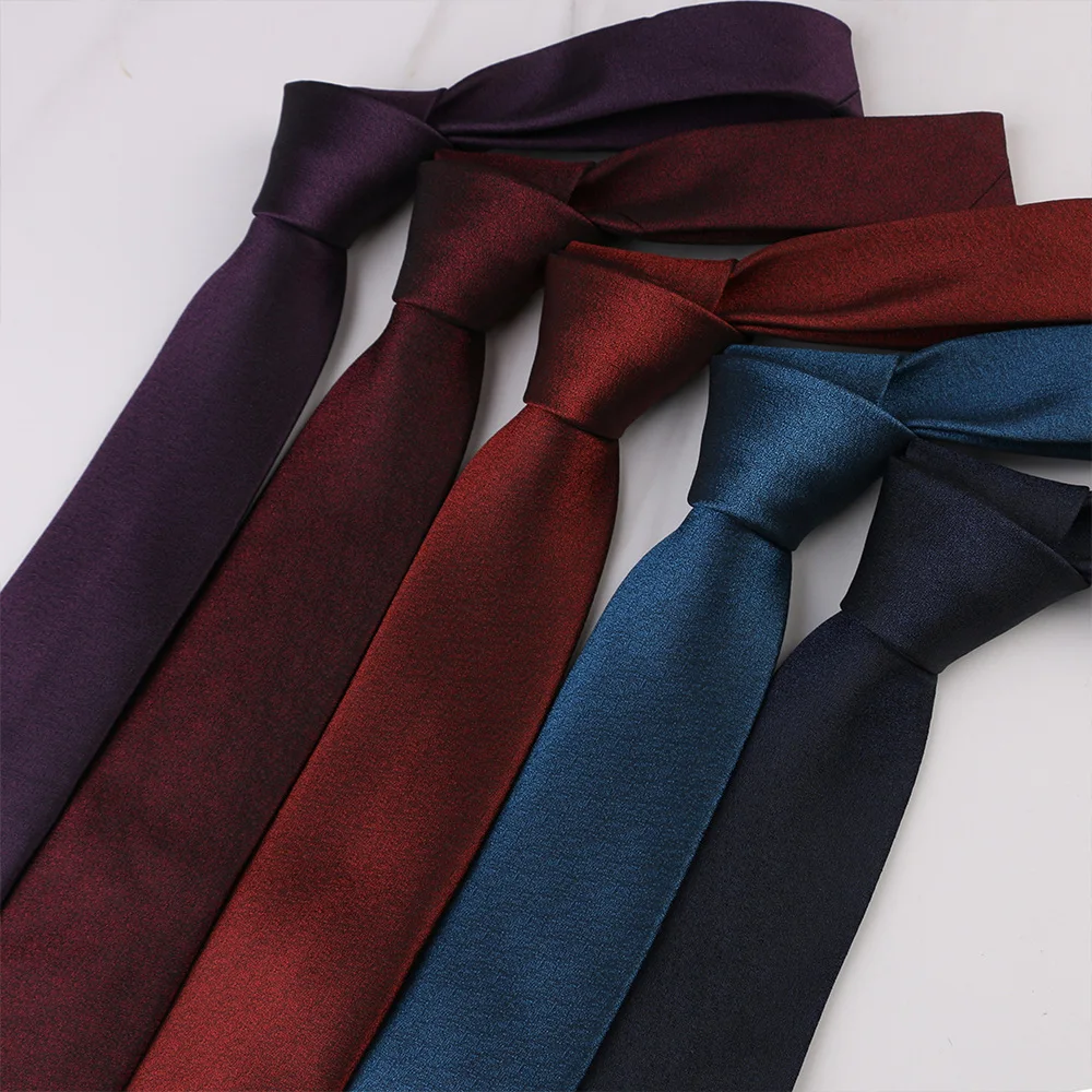 

New Tide 6cm Mens Jacquard Polyester Slim BlueStriped Necktie Classic Business Purity Color Casual Fashion Tie for Men