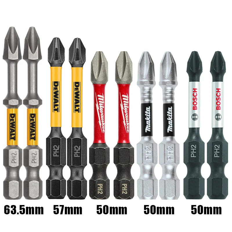 

Набор ударных головок DEWALT Bosch Makita Milwaukee PH2, 50 мм, 57 мм