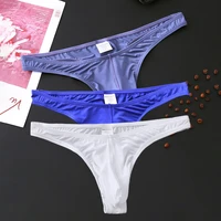 1pcs men panties sexy pink ice silk delight briefs solid color g string low waist breathable nylon thongs underwear