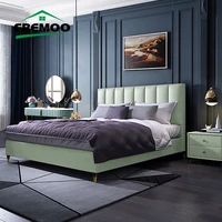 ltalian light luxury leather bed modern minimalist master bedroom nordic double soft package wedding bed cama de casa