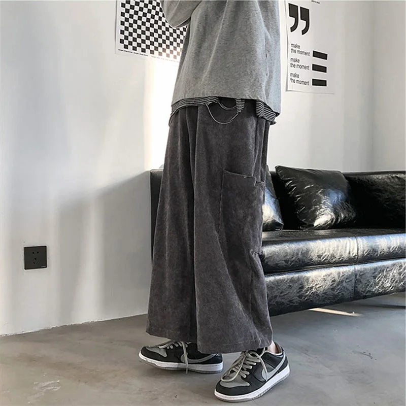 

Классические мужские комбинезоны WOOFIN с большими карманами, свободные широкие Капри, спортивные брюки, прямые брюки для студентов