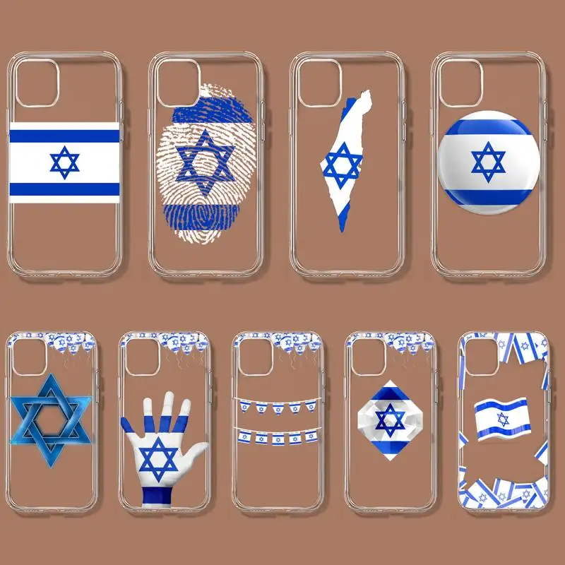 

israel Flag Israeli Phone Case For iPhone 11 12 Mini 13 14 Pro XS Max X 8 7 6s Plus 5 SE XR Transparent Shell