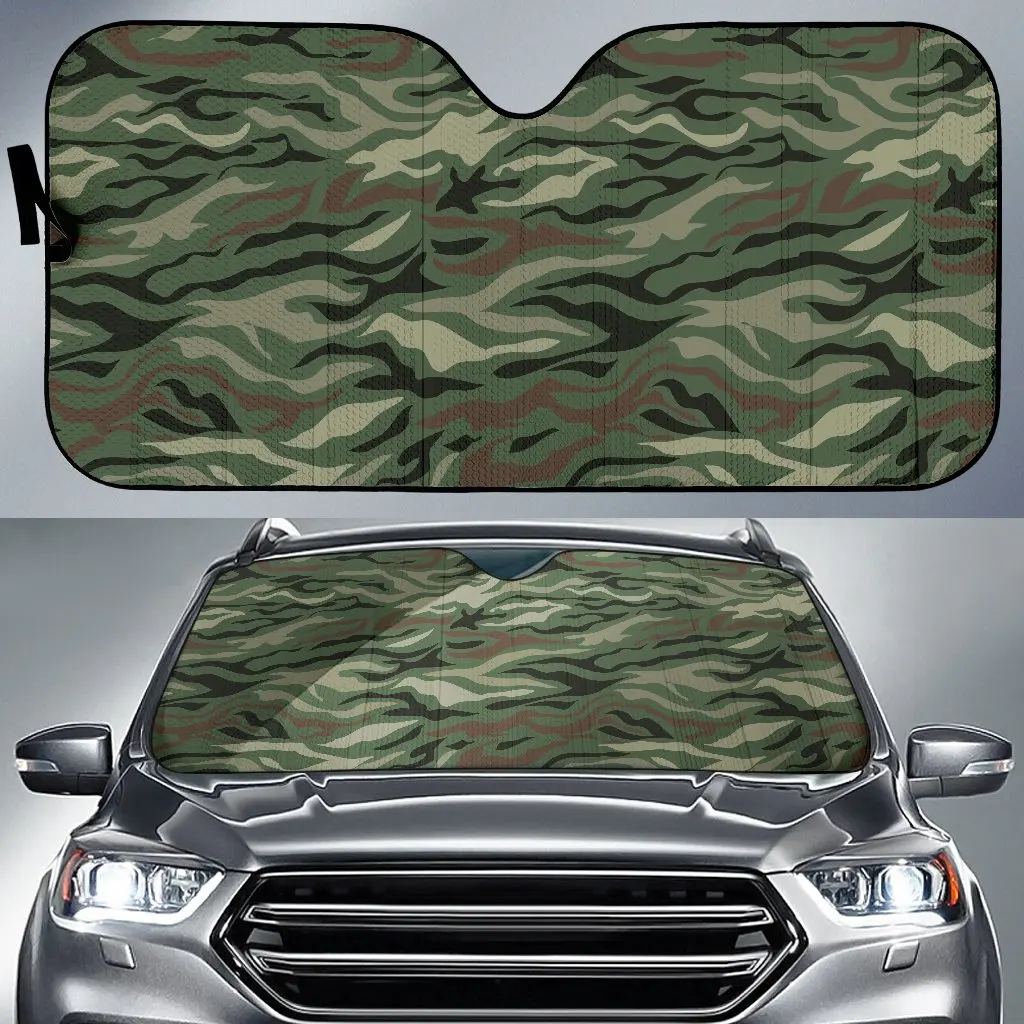 

Green Camo Zebra Pattern Print Car Sun Shade