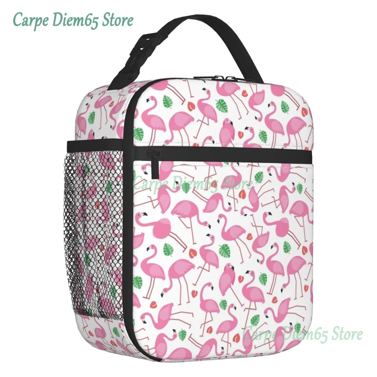 

Custom Cute Flamingo Seamless Pattern Lunch Bag Women Cooler Thermal Insulated Lunch Box for Children School