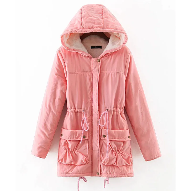 

Nice Winter Jacket Women Pop Slim Was Thin Waist In The Long Section Lambs Wool Coat Hooded Cotton Parka