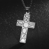 haoyi stainless steel cross pendant necklace for men fashion simple punk rock jewelry gift