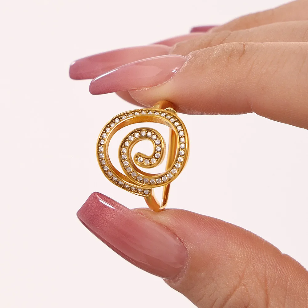 Кольца Whirly Style с белым цирконом для женщин водонепроницаемое регулируемое кольцо