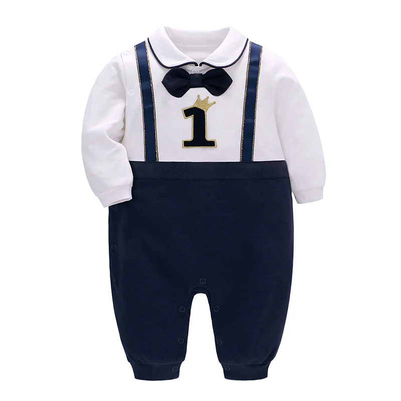 Newborn Baby Clothes Summer Clothes Boy One-Piece Clothes Gentleman Rompers Letter 