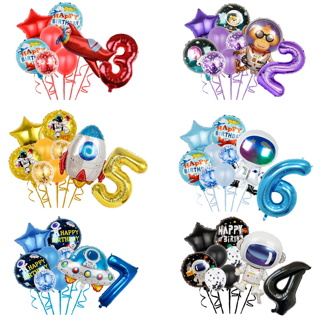 

Cartoon Disney Astronaut Rocket UFO Birthday Party Singles Carnival Decoration Latex Aluminum Digital Balloon Baby Bath Boy Gift